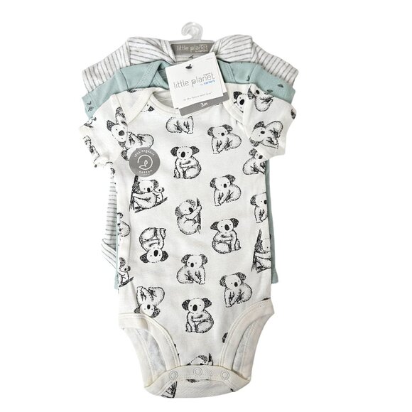 Little Planet By Carter's Organic Cotton Baby Bodysuits 3 Pack 3 Months Adorable - Picture 1 of 6